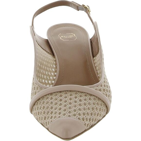 Malone Souliers Womens Marion Beige Pointed Toe Slingback Heels Shoes NWOB - Picture 3 of 4